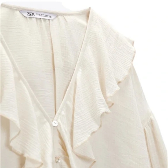 ZARA LIMITED EDITION RUFFLED ROMANTIC BLOUSE - Picture 6 of 8